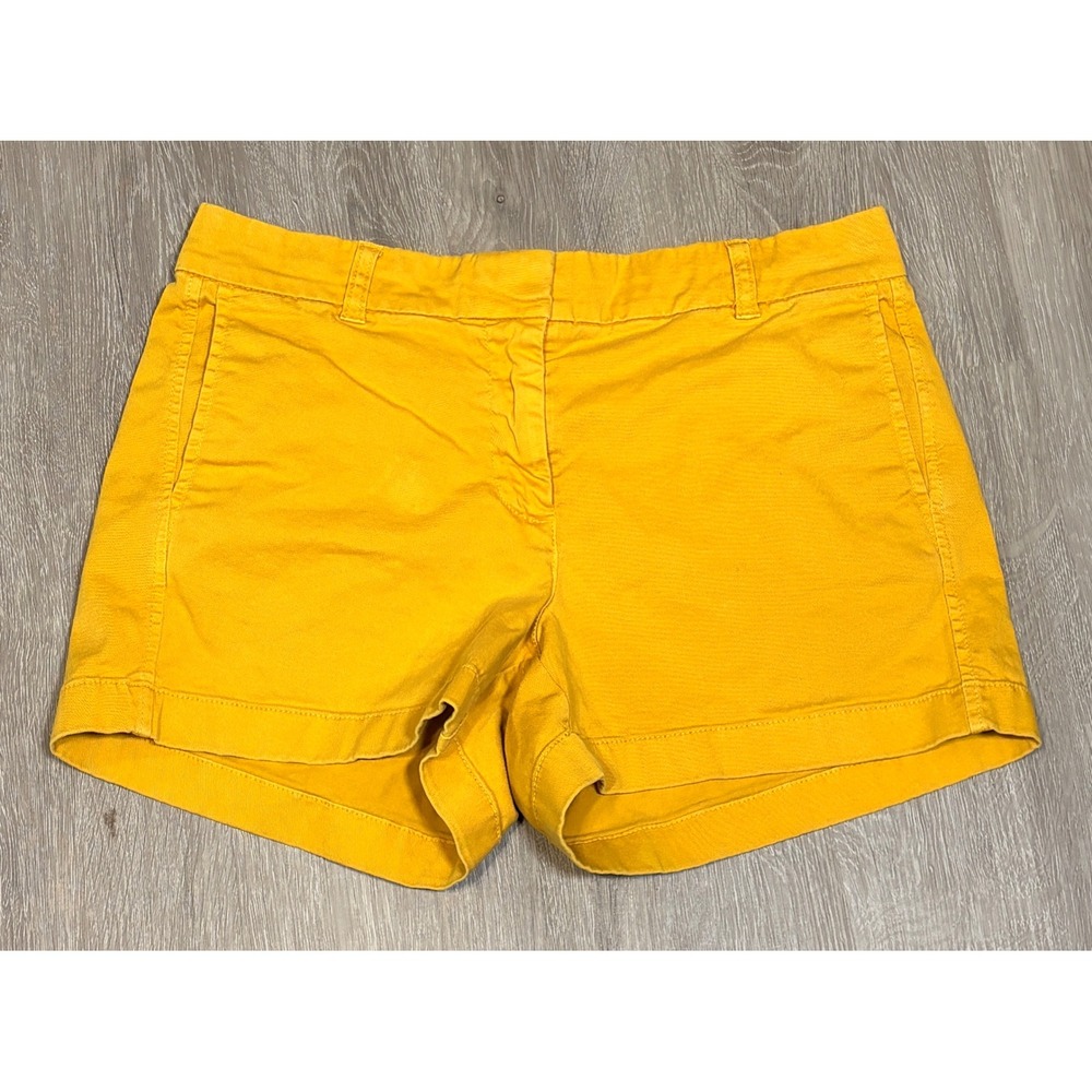 J.Crew Women Mustard Yellow Chino Shorts‎ Size 4 Style H5806 Cotton Blend Summer